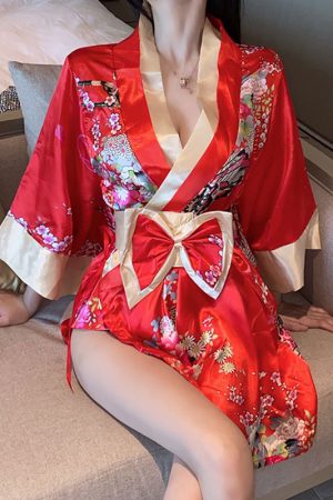 Elegant Slim-Fit Low-Cut Deep V-Neck Kimono Dress for Women - Nightclub & Work Attire, Chic Evening Style
