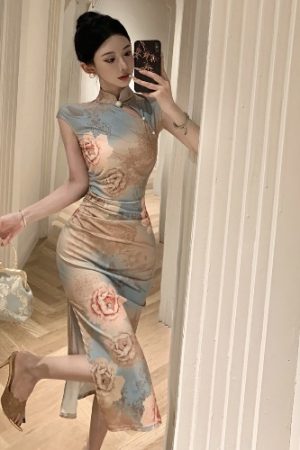 Elegant Slim Fit Qipao Dress for Young Women - Summer 2025 Chinese Style Daily Wear
