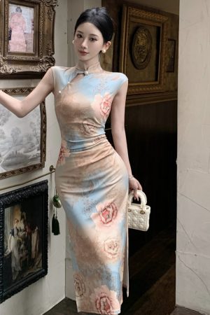 Elegant Slim Fit Qipao Dress for Young Women - Summer 2025 Chinese Style Daily Wear