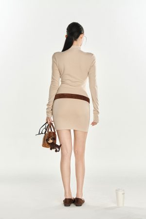 Elegant Slimming Bodycon Dress for Women - Versatile Short Skirt for Autumn, Chic Casual Style, Perfect for Y2K and 90s Fashion