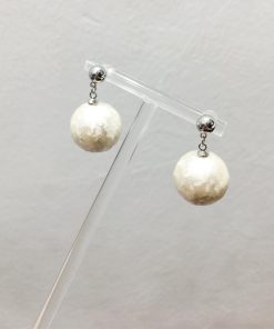 Elegant Socialite Style 3D Pearl Round Ball Earrings - Artificial Cotton Jewelry for 2025 Spring/Summer Collection