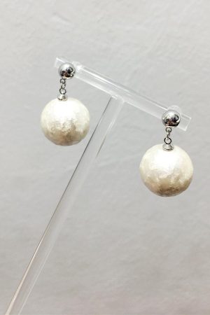 Elegant Socialite Style 3D Pearl Round Ball Earrings - Artificial Cotton Jewelry for 2025 Spring/Summer Collection