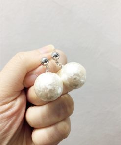 Elegant Socialite Style 3D Pearl Round Ball Earrings - Artificial Cotton Jewelry for 2025 Spring/Summer Collection
