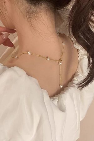 Elegant Starry Sky Tassel Pearl Necklace for Women, Trendy Clavicle Chain, Light Luxury Accessory for 2025