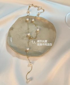 Elegant Starry Sky Tassel Pearl Necklace for Women, Trendy Clavicle Chain, Light Luxury Accessory for 2025