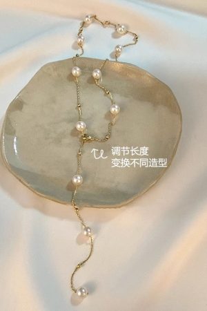 Elegant Starry Sky Tassel Pearl Necklace for Women, Trendy Clavicle Chain, Light Luxury Accessory for 2025