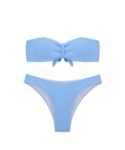 Elegant Strapless Bow Design Two-Piece Bikini Swimsuit for Women - Sexy Triangle Beach Vacation Swimwear
