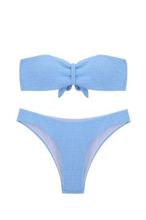 Elegant Strapless Bow Design Two-Piece Bikini Swimsuit for Women - Sexy Triangle Beach Vacation Swimwear