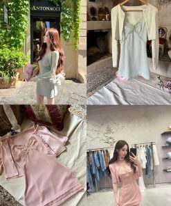 Elegant Summer Camisole Dress with Short Sleeves and Jacket for Women, Slim Fit, Stylish Floral Design, 90s Inspired Fashion