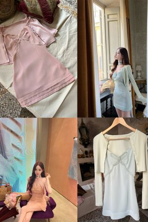 Elegant Summer Camisole Dress with Short Sleeves and Jacket for Women, Slim Fit, Stylish Floral Design, 90s Inspired Fashion