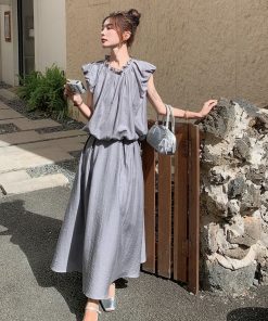 Elegant Summer Slimming Top and Skirt Set - Age-Reducing May Day OOTD with Socialite Charm