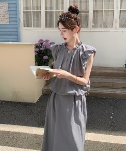 Elegant Summer Slimming Top and Skirt Set - Age-Reducing May Day OOTD with Socialite Charm