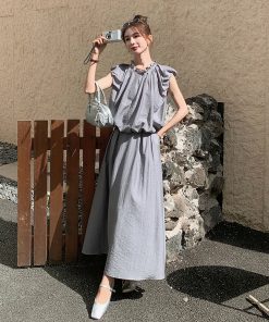 Elegant Summer Slimming Top and Skirt Set - Age-Reducing May Day OOTD with Socialite Charm