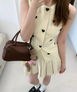Elegant Summer Two-Piece Set for Women: Tailored Suit Vest & Pleated Short Skirt with Chic Style and Sophisticated Vibe