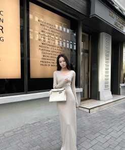 Elegant Temperament Detachable Shawl Imitation Cashmere Knitted Base Dress for Autumn Winter, Chic 90s Inspired Fashion