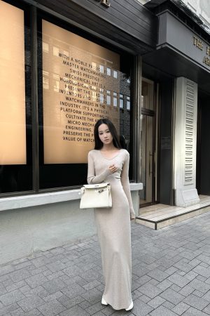 Elegant Temperament Detachable Shawl Imitation Cashmere Knitted Base Dress for Autumn Winter, Chic 90s Inspired Fashion