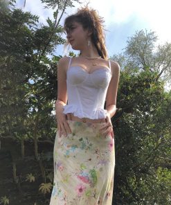Elegant Vintage Retro Plant Series Mermaid Long Skirt - Low Waist Versatile Design - Chic Y2K Fashion for Effortless Style