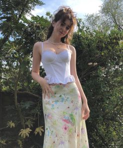 Elegant Vintage Retro Plant Series Mermaid Long Skirt - Low Waist Versatile Design - Chic Y2K Fashion for Effortless Style