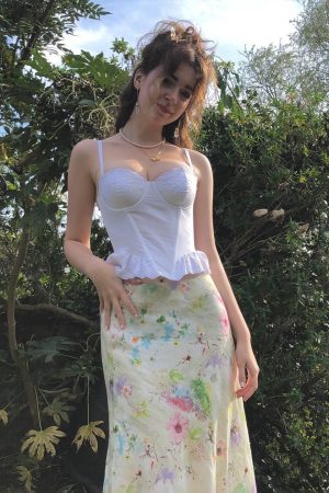 Elegant Vintage Retro Plant Series Mermaid Long Skirt - Low Waist Versatile Design - Chic Y2K Fashion for Effortless Style