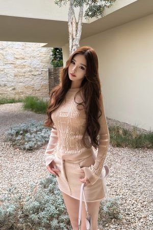 Elegant Vintage Style Knitted Sweater for Spring Autumn - Slim Fit with Artistic Temperament - Perfect for 90s and Y2K Fashion Lovers