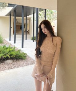 Elegant Vintage Style Knitted Sweater for Spring Autumn - Slim Fit with Artistic Temperament - Perfect for 90s and Y2K Fashion Lovers