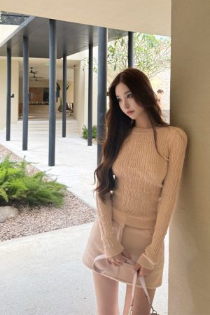 Elegant Vintage Style Knitted Sweater for Spring Autumn - Slim Fit with Artistic Temperament - Perfect for 90s and Y2K Fashion Lovers