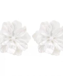 Elegant White Floral Earrings for Women, Vintage French Style Ear Studs, Trendy Spring and Summer Accessories 2025