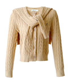 Elegant Women's Winter Melange Wool Knitted Cardigan - Artistic Design, Cozy Style for Cold Weather