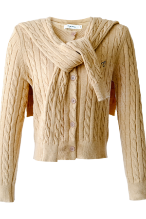 Elegant Women's Winter Melange Wool Knitted Cardigan - Artistic Design, Cozy Style for Cold Weather