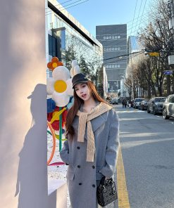 Elegant Women's Winter Melange Wool Knitted Cardigan - Artistic Design, Cozy Style for Cold Weather