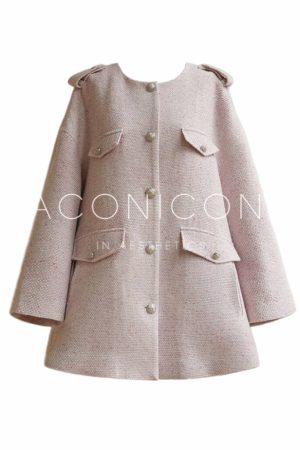 Elegant Wool Cape Jacket - Vintage Tweed Coat with Camellia Mousse Fragrance - Chic Women's Outerwear for Timeless Style