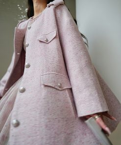 Elegant Wool Cape Jacket - Vintage Tweed Coat with Camellia Mousse Fragrance - Chic Women's Outerwear for Timeless Style