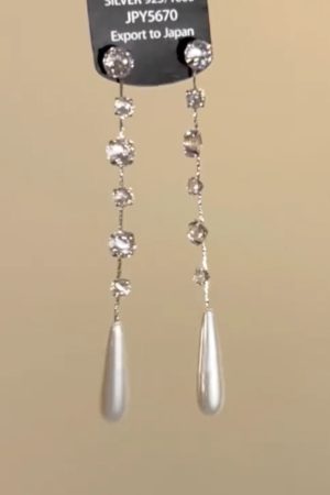 Elegant Zircon Pearl Water Drop Tassel Earrings - High-End Light Luxury Face-Slimming Ear Pendants for Women