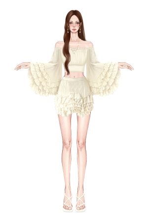 Elf-Inspired Socialite Style Bell Sleeve Off-Shoulder Top Dress with Short Skirt for Women - Trendy 90s Y2K Fashion
