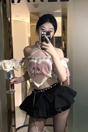 Embellished Pearl and Rhinestone Design Dress Skirt Pants with Metal Waist Chain â€“ Trendy Y2K Fashion Statement Piece