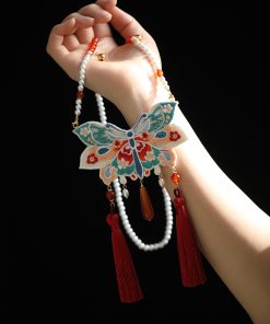 Embroidered Butterfly Tassel Necklace for Women - National Style Hanfu Accessories for Autumn & Winter, Ancient Qipao Jewelry