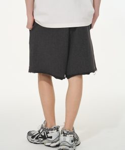 Embroidered Distressed Vintage Heavyweight Short Sweatpants for Men - Casual 90s Style Clean Fit