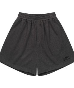 Embroidered Distressed Vintage Heavyweight Short Sweatpants for Men - Casual 90s Style Clean Fit