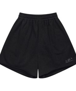 Embroidered Distressed Vintage Heavyweight Short Sweatpants for Men - Casual 90s Style Clean Fit