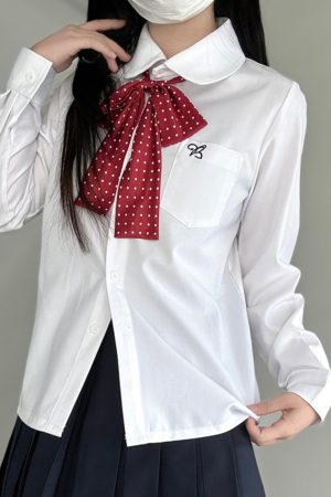Embroidered Doll Collar Long Sleeve Shirt - Japanese JK Uniform Style, College Wind, Spring Basic Top for Trendy Looks