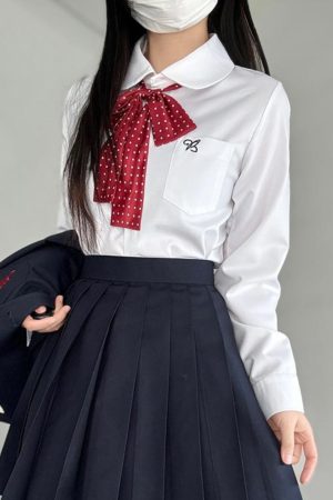 Embroidered Doll Collar Long Sleeve Shirt - Japanese JK Uniform Style, College Wind, Spring Basic Top for Trendy Looks