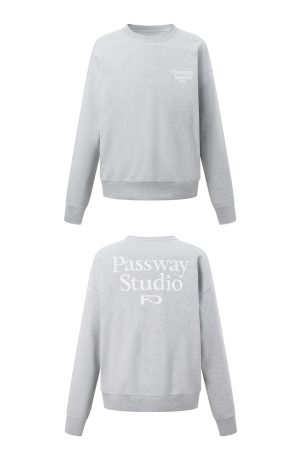 Embroidered Logo Crewneck Sweatshirt for Couples - Casual High-End Sports Top for Spring & Autumn, Perfect for Y2K Style