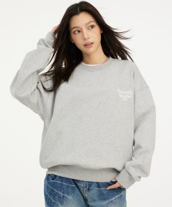 Embroidered Logo Crewneck Sweatshirt for Couples - Casual High-End Sports Top for Spring & Autumn, Perfect for Y2K Style