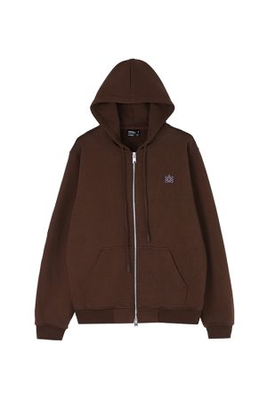 Embroidered Logo Double Zipper Men's Hoodie Sweatshirt - Stylish Urban Wear, Perfect for Streetwear and Casual Outfits