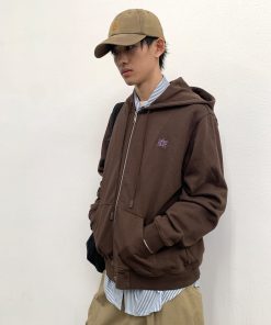 Embroidered Logo Double Zipper Men's Hoodie Sweatshirt - Stylish Urban Wear, Perfect for Streetwear and Casual Outfits