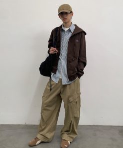 Embroidered Logo Double Zipper Men's Hoodie Sweatshirt - Stylish Urban Wear, Perfect for Streetwear and Casual Outfits