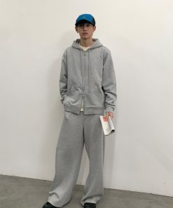 Embroidered Logo Double Zipper Men's Hoodie Sweatshirt - Stylish Urban Wear, Perfect for Streetwear and Casual Outfits