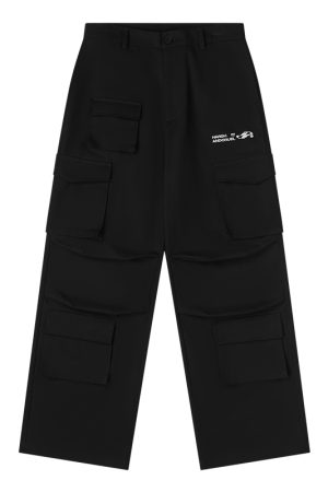 Embroidered Multi-Pocket Casual Work Pants - Clean Fit, Harsh and Cruel Style, Perfect for Everyday Wear and Y2K Fashion