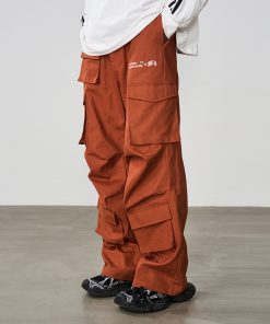 Embroidered Multi-Pocket Casual Work Pants - Clean Fit, Harsh and Cruel Style, Perfect for Everyday Wear and Y2K Fashion
