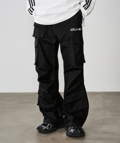 Embroidered Multi-Pocket Casual Work Pants - Clean Fit, Harsh and Cruel Style, Perfect for Everyday Wear and Y2K Fashion